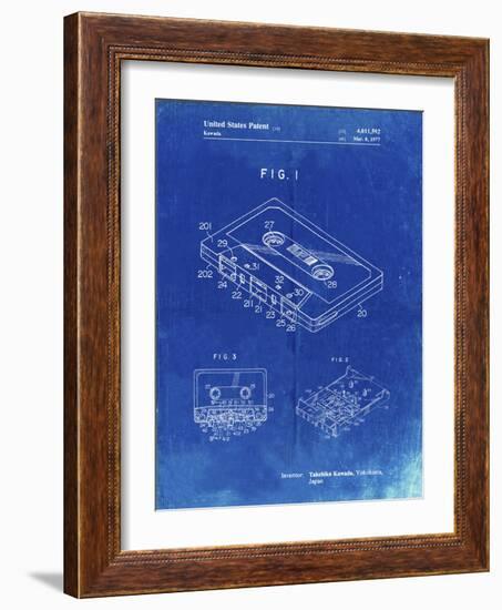 PP319-Faded Blueprint Cassette Tape Patent Poster-Cole Borders-Framed Giclee Print
