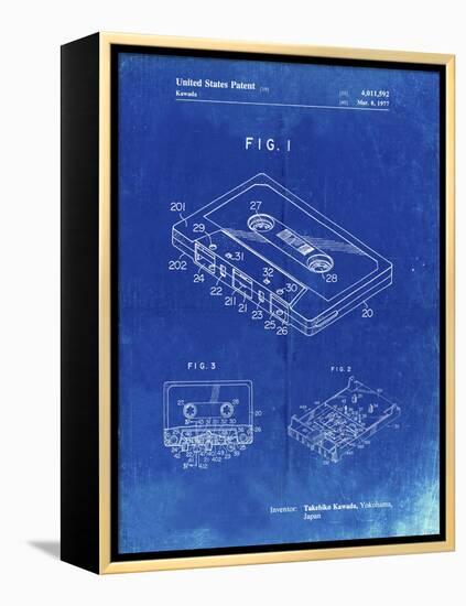 PP319-Faded Blueprint Cassette Tape Patent Poster-Cole Borders-Framed Premier Image Canvas