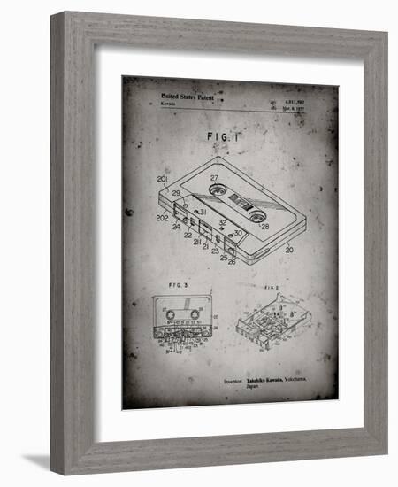 PP319-Faded Grey Cassette Tape Patent Poster-Cole Borders-Framed Giclee Print