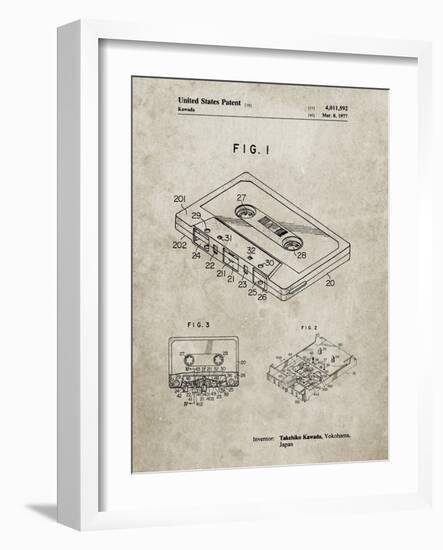 PP319-Sandstone Cassette Tape Patent Poster-Cole Borders-Framed Giclee Print