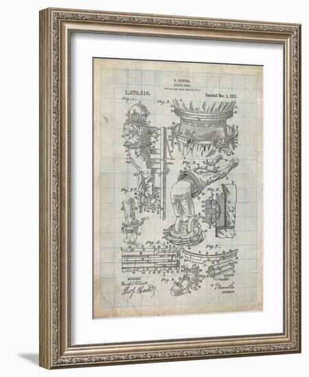 PP32 Antique Grid Parchment-Borders Cole-Framed Giclee Print