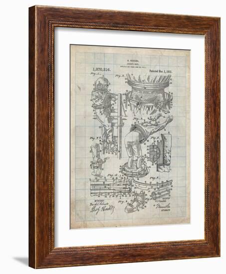 PP32 Antique Grid Parchment-Borders Cole-Framed Giclee Print