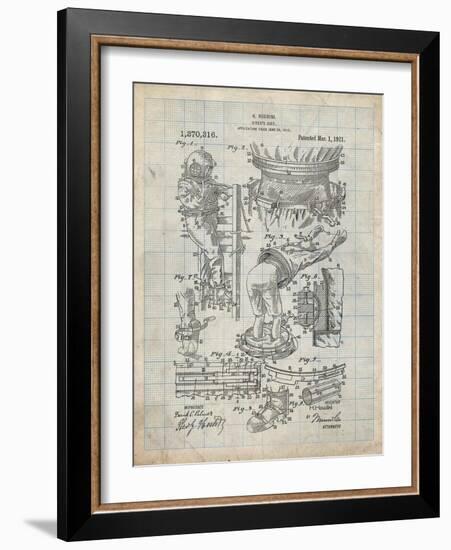 PP32 Antique Grid Parchment-Borders Cole-Framed Giclee Print