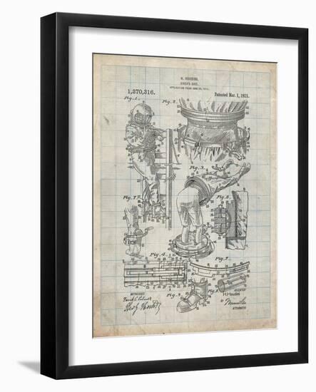 PP32 Antique Grid Parchment-Borders Cole-Framed Giclee Print