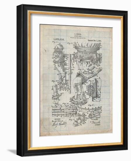 PP32 Antique Grid Parchment-Borders Cole-Framed Giclee Print