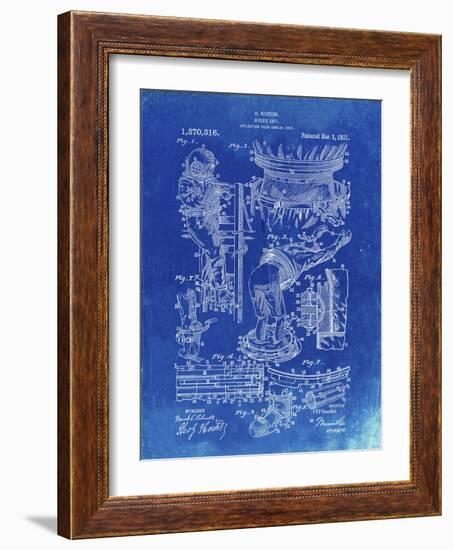 PP32 Faded Blueprint-Borders Cole-Framed Giclee Print