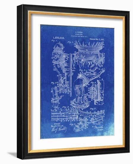 PP32 Faded Blueprint-Borders Cole-Framed Giclee Print