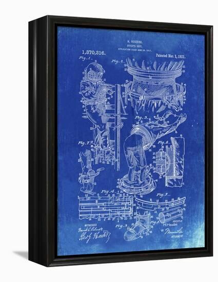 PP32 Faded Blueprint-Borders Cole-Framed Premier Image Canvas