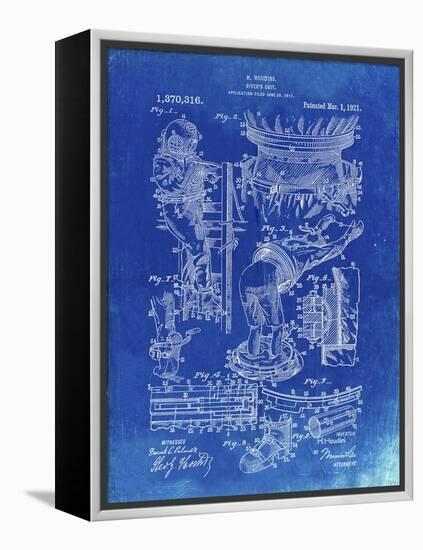 PP32 Faded Blueprint-Borders Cole-Framed Premier Image Canvas