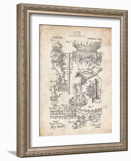 PP32 Vintage Parchment-Borders Cole-Framed Premium Giclee Print