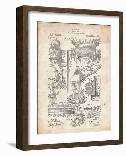 PP32 Vintage Parchment-Borders Cole-Framed Giclee Print