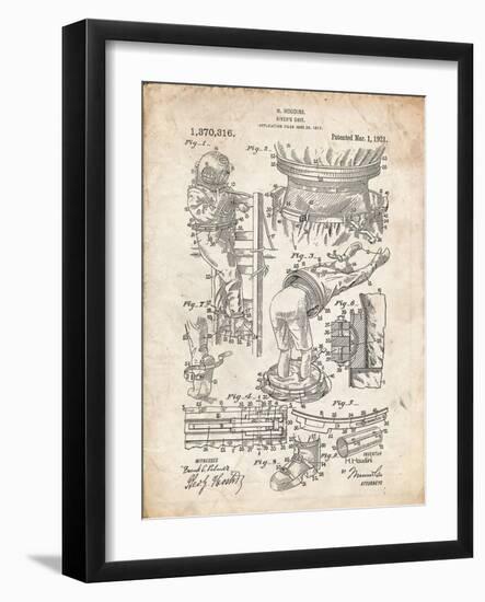 PP32 Vintage Parchment-Borders Cole-Framed Giclee Print