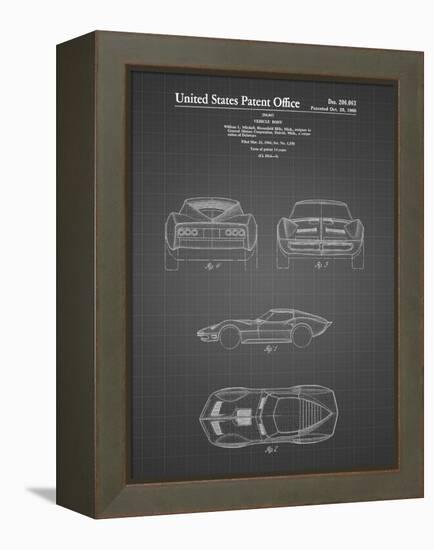 PP339-Black Grid 1966 Corvette Mako Shark II Patent Poster-Cole Borders-Framed Premier Image Canvas