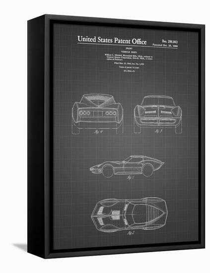 PP339-Black Grid 1966 Corvette Mako Shark II Patent Poster-Cole Borders-Framed Premier Image Canvas