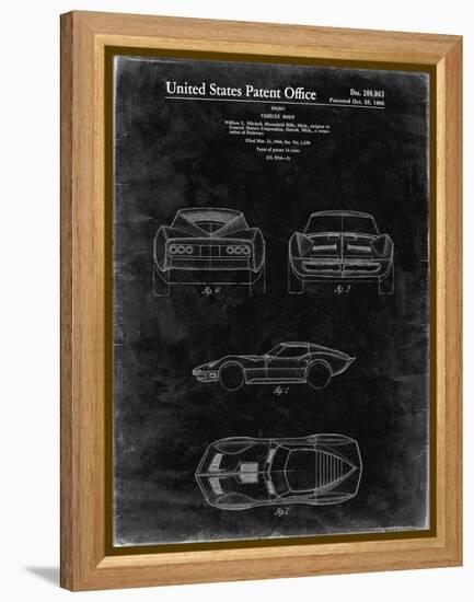 PP339-Black Grunge 1966 Corvette Mako Shark II Patent Poster-Cole Borders-Framed Premier Image Canvas