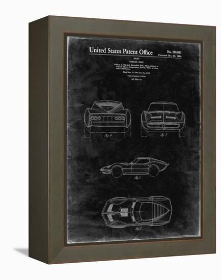 PP339-Black Grunge 1966 Corvette Mako Shark II Patent Poster-Cole Borders-Framed Premier Image Canvas