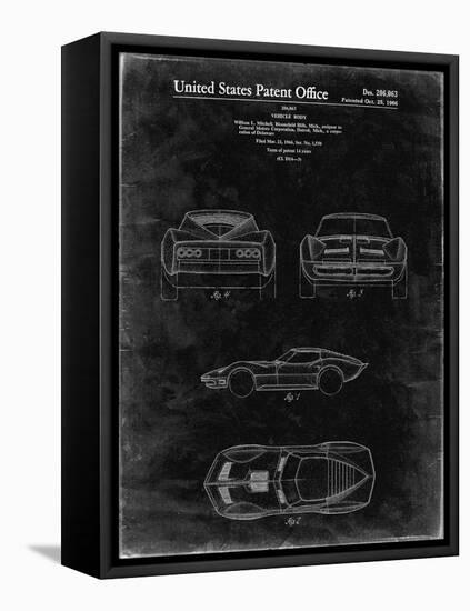 PP339-Black Grunge 1966 Corvette Mako Shark II Patent Poster-Cole Borders-Framed Premier Image Canvas