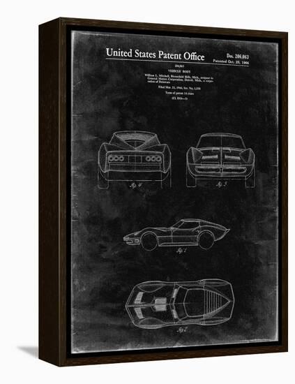 PP339-Black Grunge 1966 Corvette Mako Shark II Patent Poster-Cole Borders-Framed Premier Image Canvas