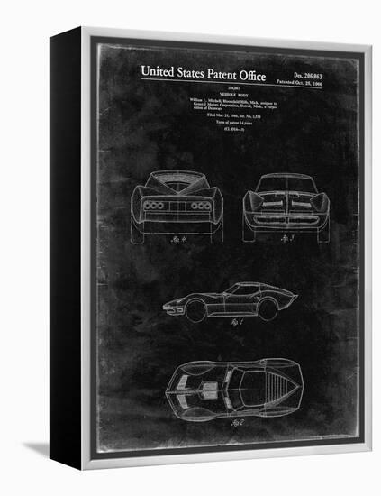 PP339-Black Grunge 1966 Corvette Mako Shark II Patent Poster-Cole Borders-Framed Premier Image Canvas