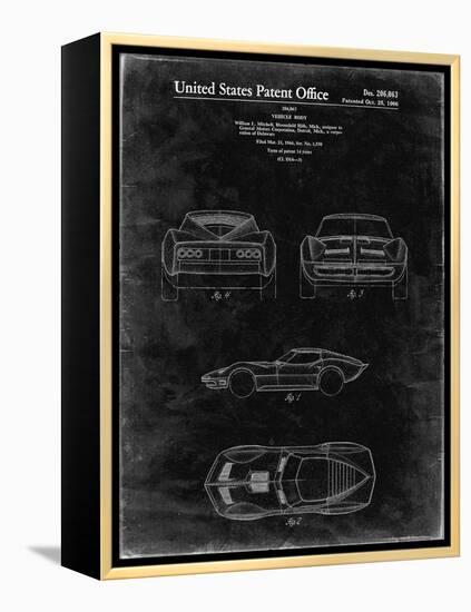 PP339-Black Grunge 1966 Corvette Mako Shark II Patent Poster-Cole Borders-Framed Premier Image Canvas