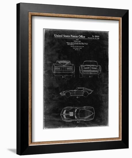 PP339-Black Grunge 1966 Corvette Mako Shark II Patent Poster-Cole Borders-Framed Giclee Print