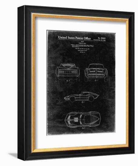 PP339-Black Grunge 1966 Corvette Mako Shark II Patent Poster-Cole Borders-Framed Giclee Print