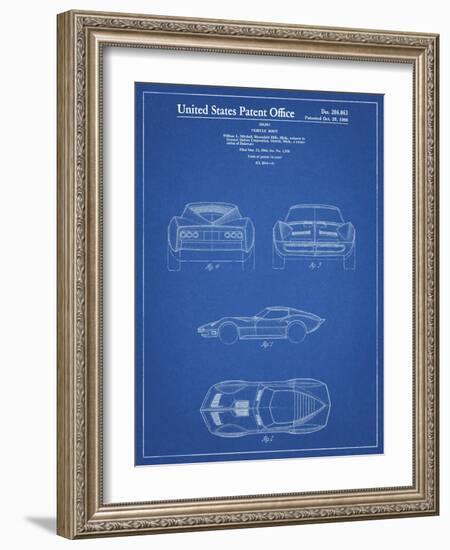 PP339-Blueprint 1966 Corvette Mako Shark II Patent Poster-Cole Borders-Framed Giclee Print