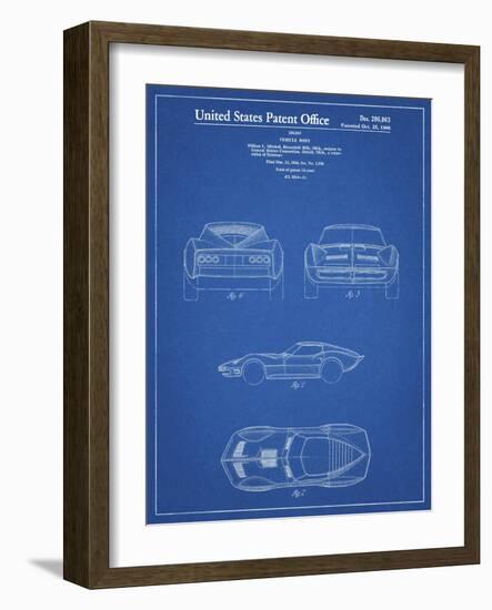 PP339-Blueprint 1966 Corvette Mako Shark II Patent Poster-Cole Borders-Framed Giclee Print