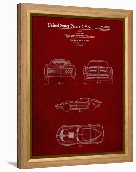 PP339-Burgundy 1966 Corvette Mako Shark II Patent Poster-Cole Borders-Framed Premier Image Canvas