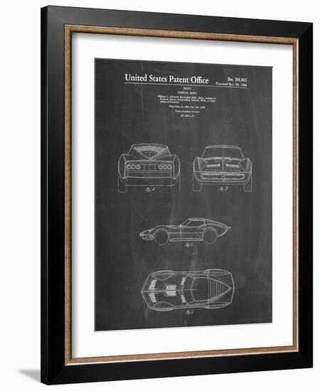 PP339-Chalkboard 1966 Corvette Mako Shark II Patent Poster-Cole Borders-Framed Giclee Print