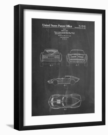PP339-Chalkboard 1966 Corvette Mako Shark II Patent Poster-Cole Borders-Framed Giclee Print