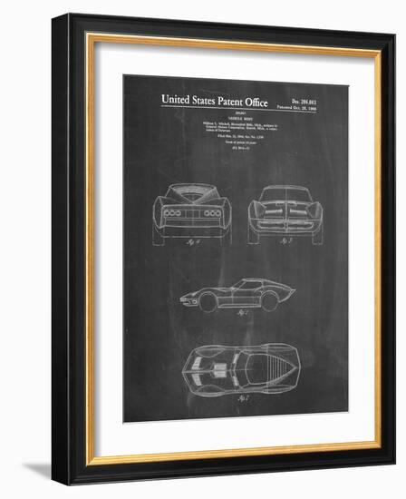 PP339-Chalkboard 1966 Corvette Mako Shark II Patent Poster-Cole Borders-Framed Giclee Print