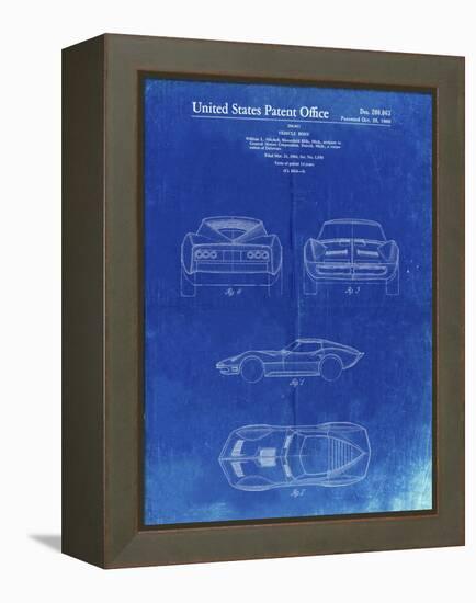 PP339-Faded Blueprint 1966 Corvette Mako Shark II Patent Poster-Cole Borders-Framed Premier Image Canvas