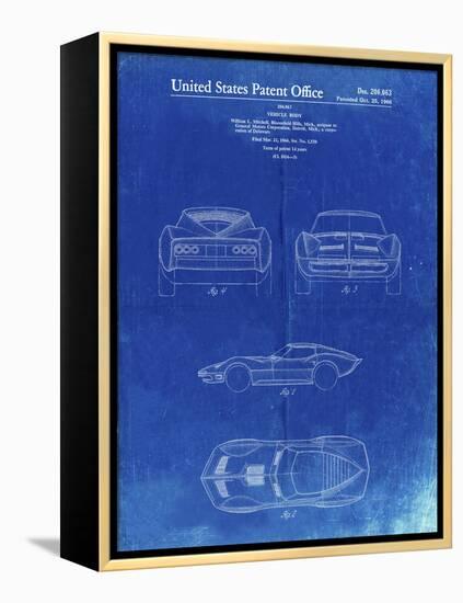 PP339-Faded Blueprint 1966 Corvette Mako Shark II Patent Poster-Cole Borders-Framed Premier Image Canvas