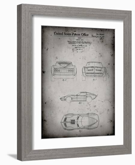 PP339-Faded Grey 1966 Corvette Mako Shark II Patent Poster-Cole Borders-Framed Giclee Print