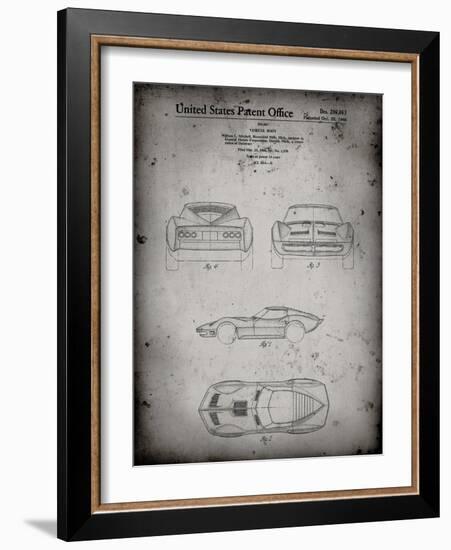 PP339-Faded Grey 1966 Corvette Mako Shark II Patent Poster-Cole Borders-Framed Giclee Print