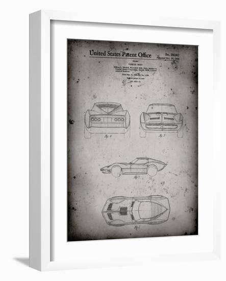 PP339-Faded Grey 1966 Corvette Mako Shark II Patent Poster-Cole Borders-Framed Giclee Print