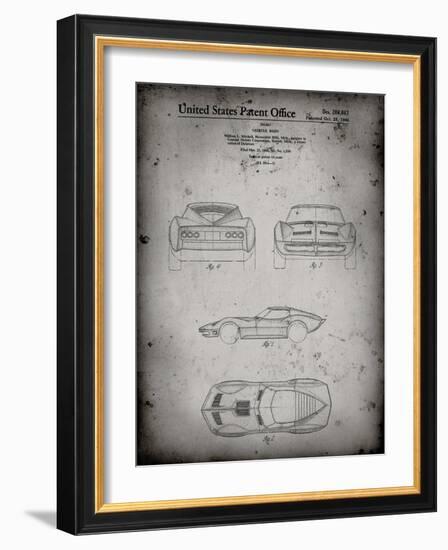 PP339-Faded Grey 1966 Corvette Mako Shark II Patent Poster-Cole Borders-Framed Giclee Print
