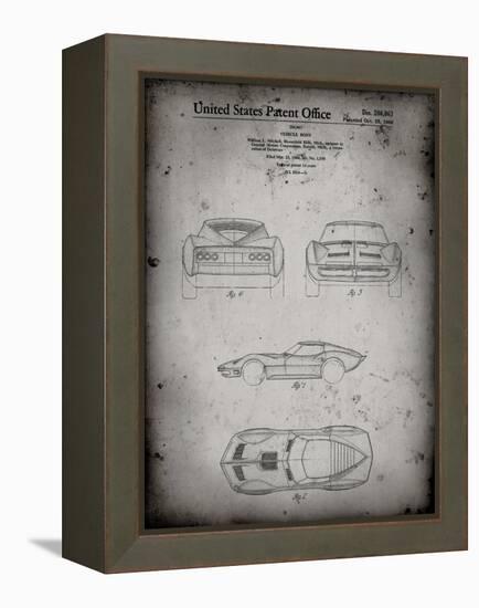 PP339-Faded Grey 1966 Corvette Mako Shark II Patent Poster-Cole Borders-Framed Premier Image Canvas