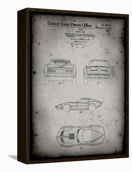 PP339-Faded Grey 1966 Corvette Mako Shark II Patent Poster-Cole Borders-Framed Premier Image Canvas