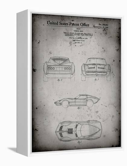 PP339-Faded Grey 1966 Corvette Mako Shark II Patent Poster-Cole Borders-Framed Premier Image Canvas