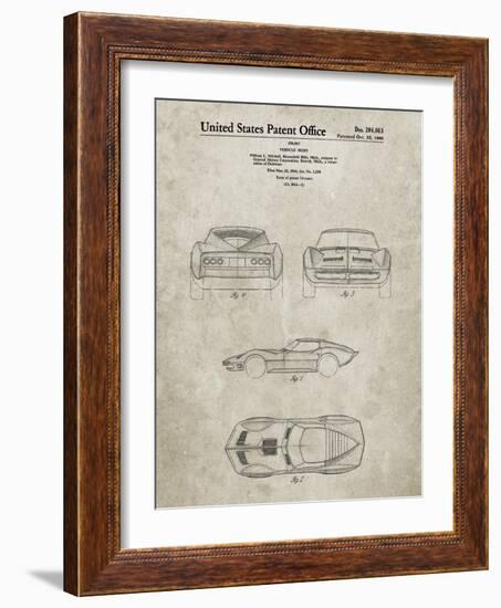 PP339-Sandstone 1966 Corvette Mako Shark II Patent Poster-Cole Borders-Framed Giclee Print