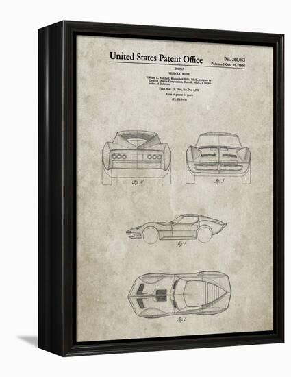 PP339-Sandstone 1966 Corvette Mako Shark II Patent Poster-Cole Borders-Framed Premier Image Canvas