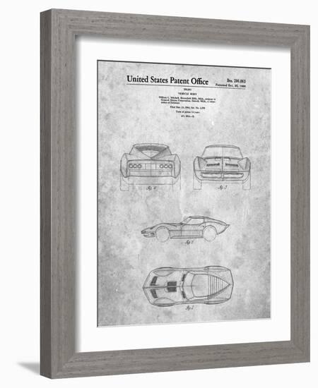 PP339-Slate 1966 Corvette Mako Shark II Patent Poster-Cole Borders-Framed Giclee Print