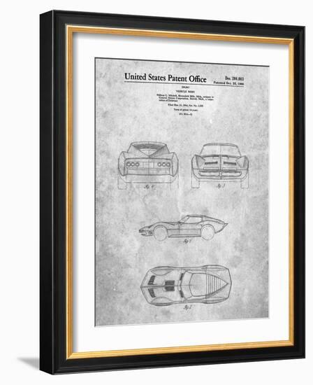 PP339-Slate 1966 Corvette Mako Shark II Patent Poster-Cole Borders-Framed Giclee Print