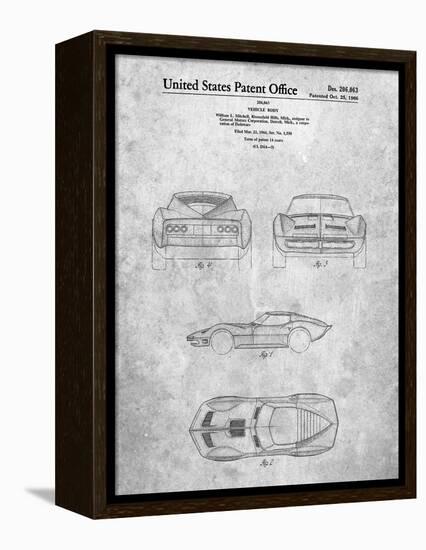 PP339-Slate 1966 Corvette Mako Shark II Patent Poster-Cole Borders-Framed Premier Image Canvas