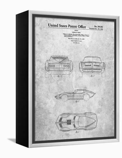 PP339-Slate 1966 Corvette Mako Shark II Patent Poster-Cole Borders-Framed Premier Image Canvas