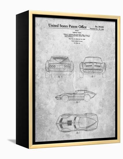 PP339-Slate 1966 Corvette Mako Shark II Patent Poster-Cole Borders-Framed Premier Image Canvas