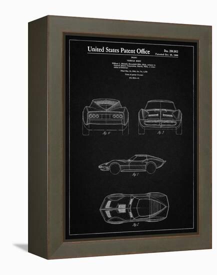 PP339-Vintage Black 1966 Corvette Mako Shark II Patent Poster-Cole Borders-Framed Premier Image Canvas