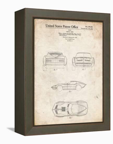 PP339-Vintage Parchment 1966 Corvette Mako Shark II Patent Poster-Cole Borders-Framed Premier Image Canvas